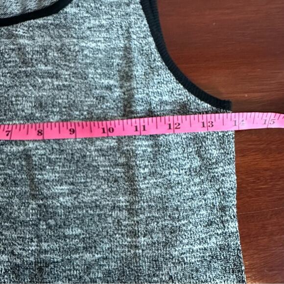 Bugzzi Ash Grey Black trim Crop Tank Top Sleeveless Small Summer Shirt - Picture 9 of 13